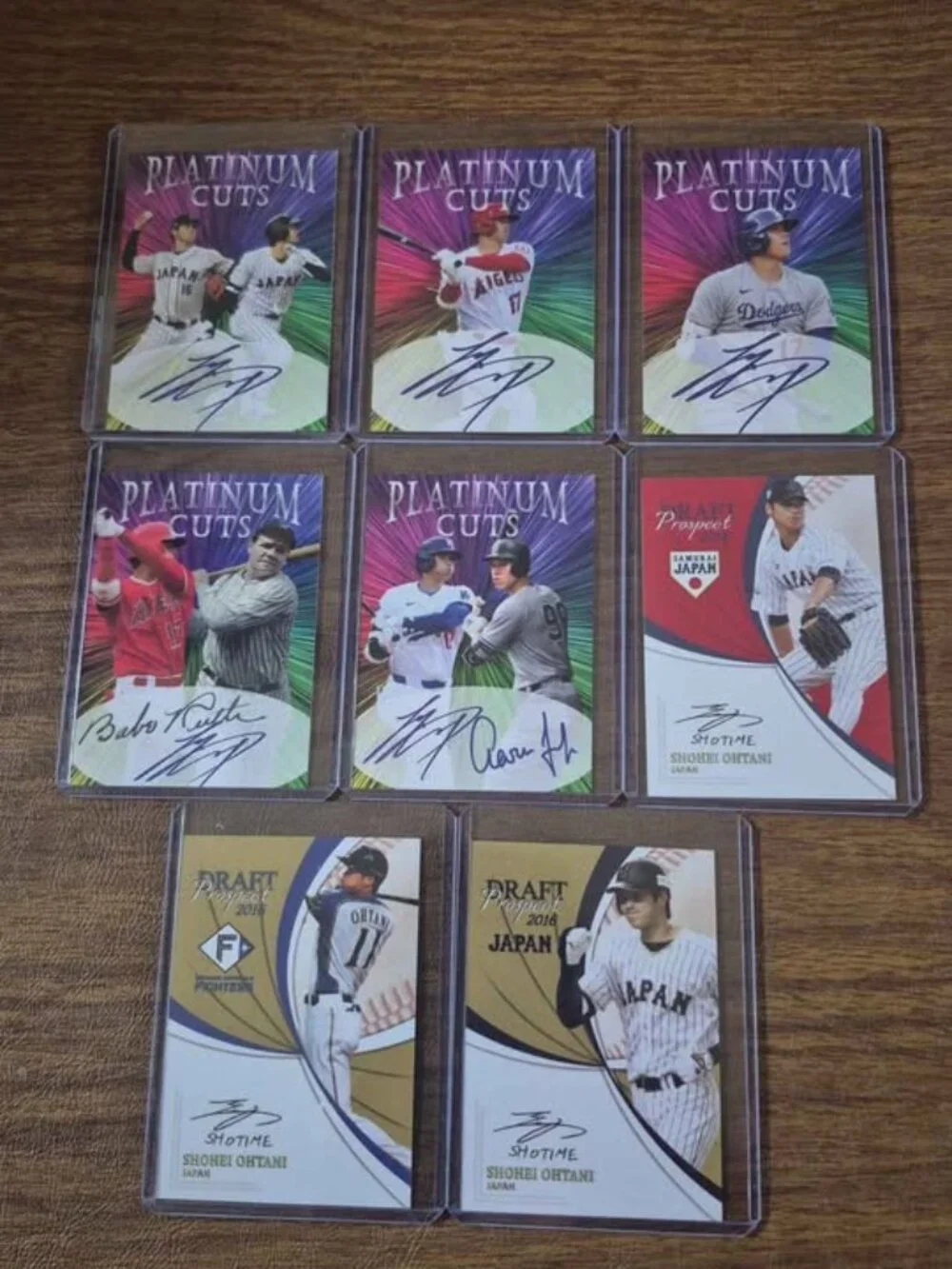 Shohei Ohtani 8 card lot Platinum Cuts Draft Prospect facs autos Aaron Judge